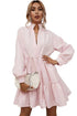 Frilled Stand Collar Long Sleeve Ruffle Dress
